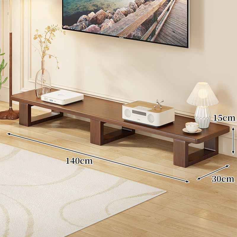 Low Solid Wood TV Media Console Bench with Open Rectangular Legs