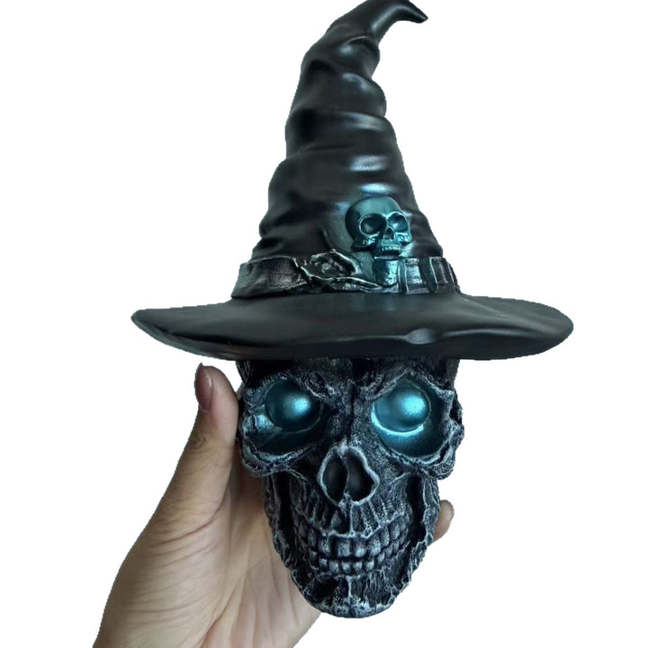 Decorative skull with witch hat