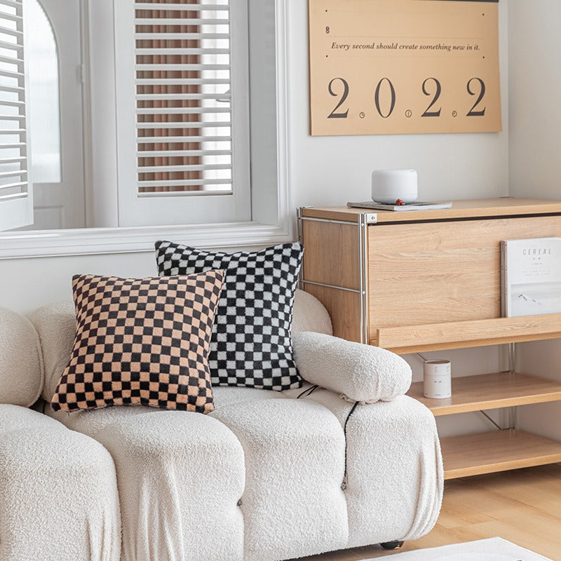 Plush Checkered Throw Pillow