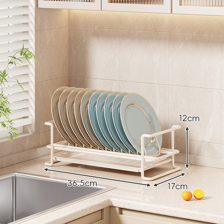 Compact Stainless Steel Countertop Plate Organizer with Removable Drip Tray