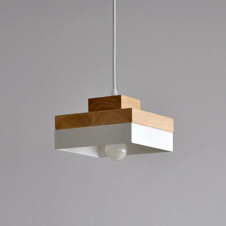 Geometric Layered Wooden Pendant Light