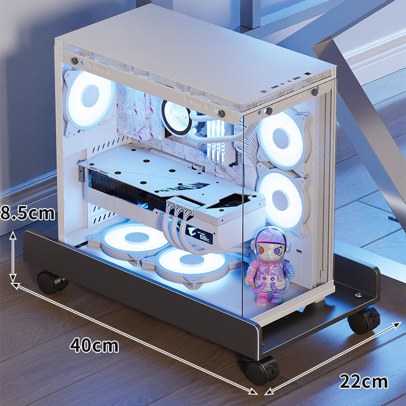 Mobile Desktop PC Tower Rolling Stand with Raised Anti-Slip Platform and Locking Swivel Casters
