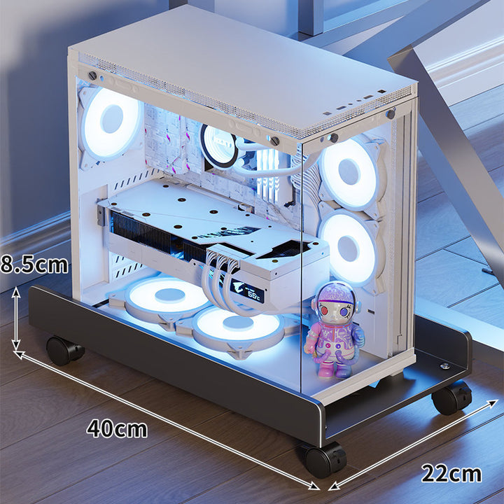 Mobile Desktop PC Tower Rolling Stand with Raised Anti-Slip Platform and Locking Swivel Casters