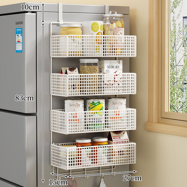 Over-Door Two Tier Metal Mesh Hanging Kitchen Storage Basket Organizer with Hooks