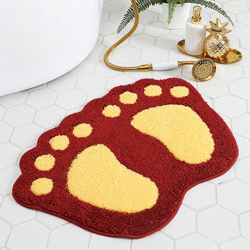 Playful Footprint Bath Rug for Bathroom