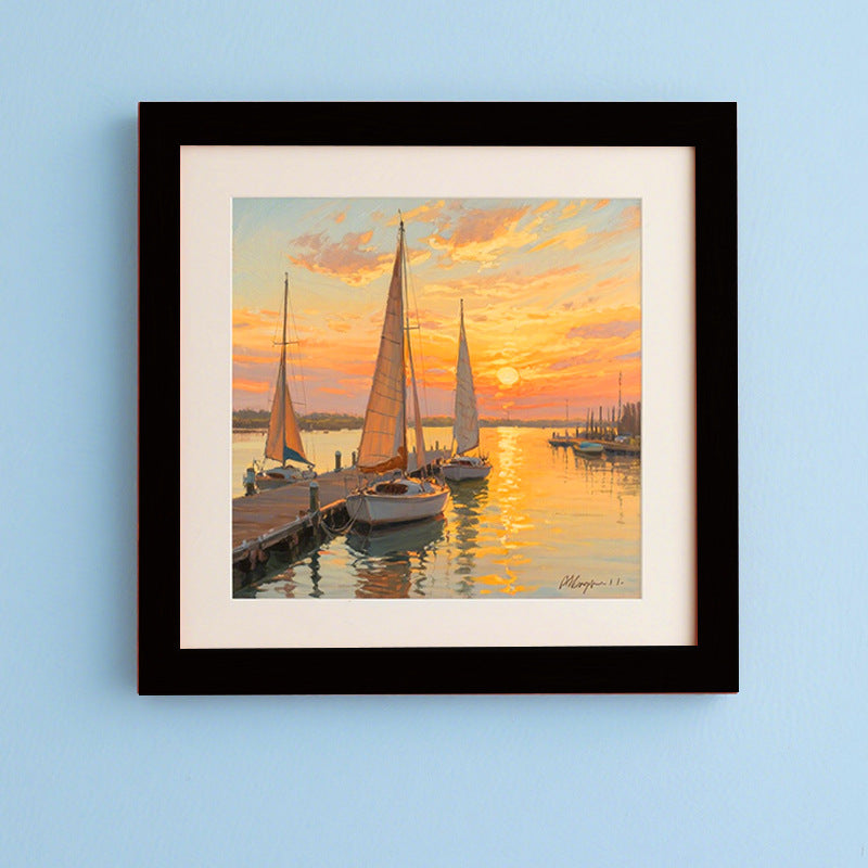 Framed Coastal Sunset Art Display