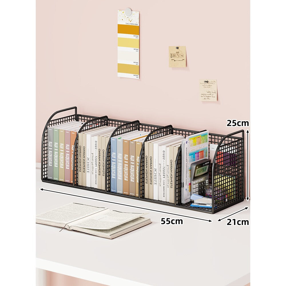 Metal Mesh Desktop File and Stationery Organizer with Triple Compartments