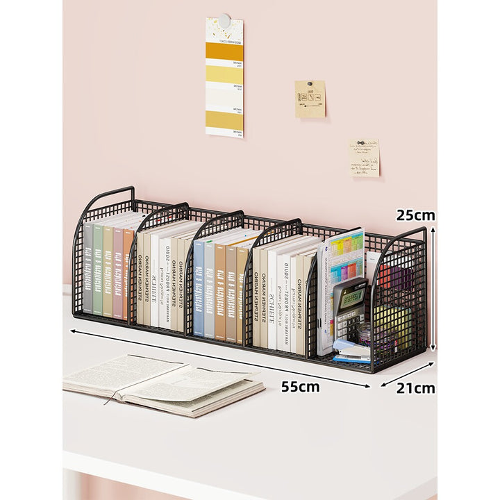 Metal Mesh Desktop File and Stationery Organizer with Triple Compartments