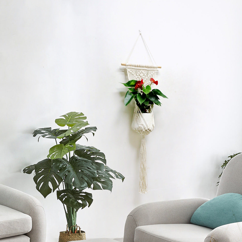 Decorative macrame wall hanging with artistic design