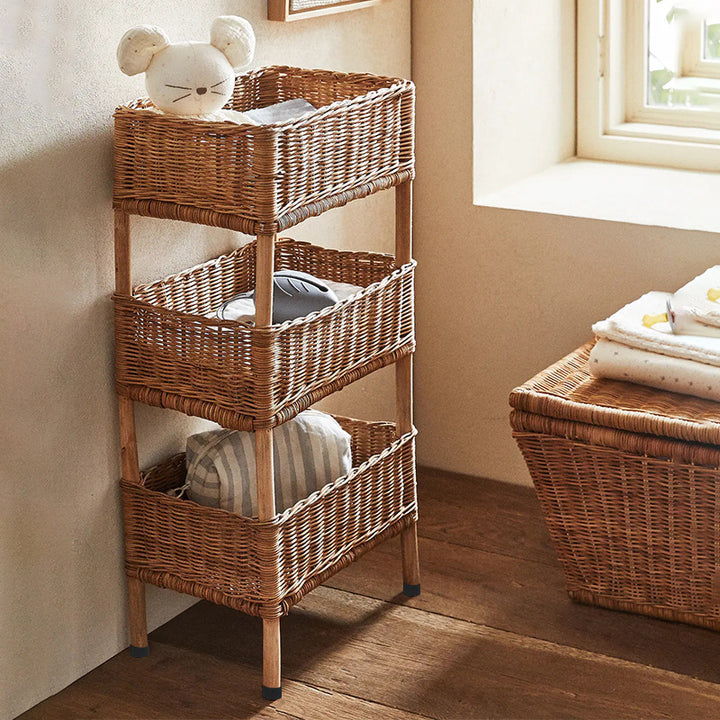 Versatile shelf cart with woven baskets