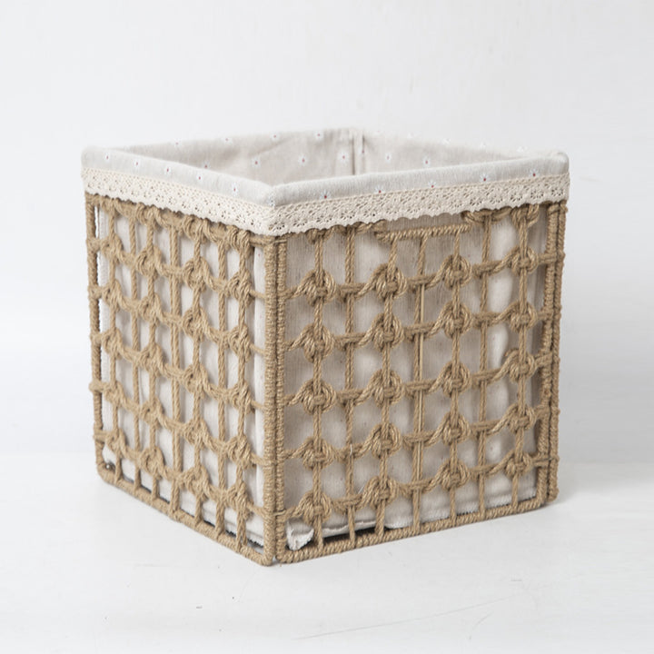 Storage basket made of woven material