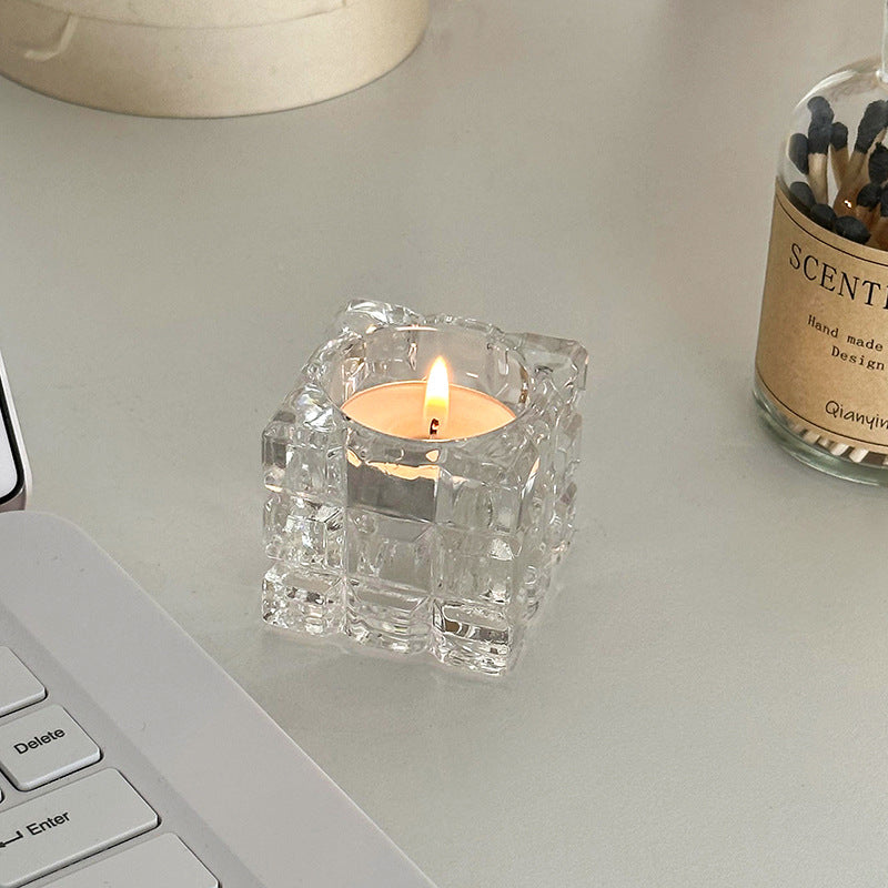 Crystal Glass Candle Holder Set