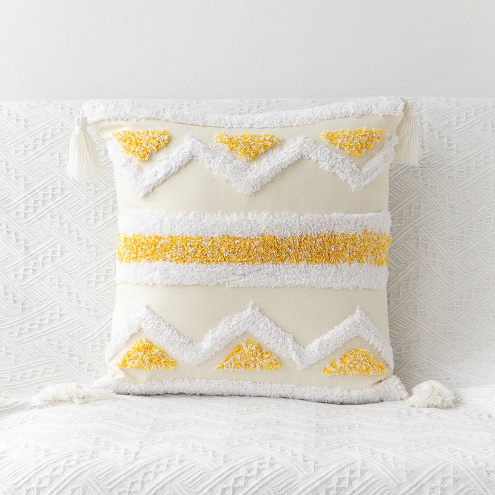 Textured Tassel Accent Throw Pillow