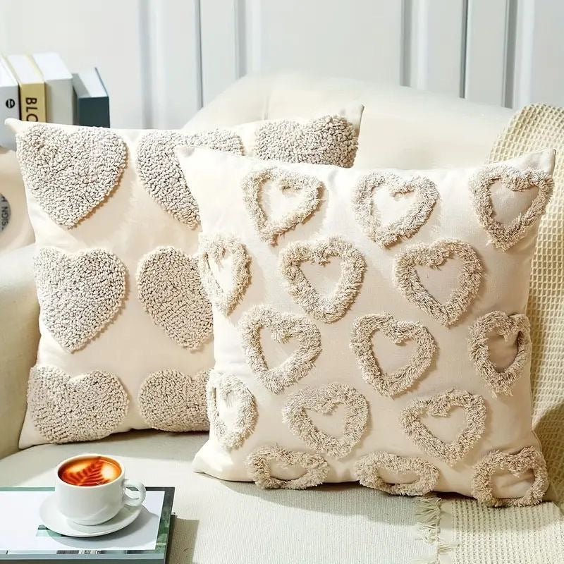 Textured Heart Pattern Throw Pillow