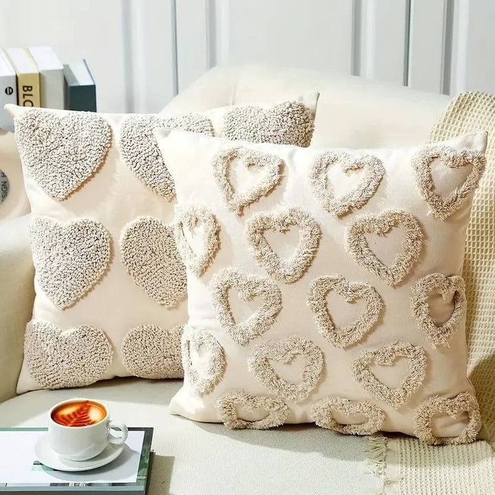 Textured Heart Pattern Throw Pillow
