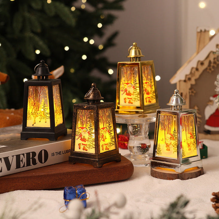 Decorative Christmas lantern with winter motifs