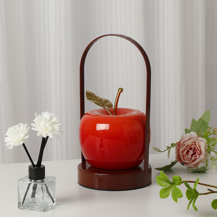 Ceramic apple-shaped ambient table lamp with brass handle