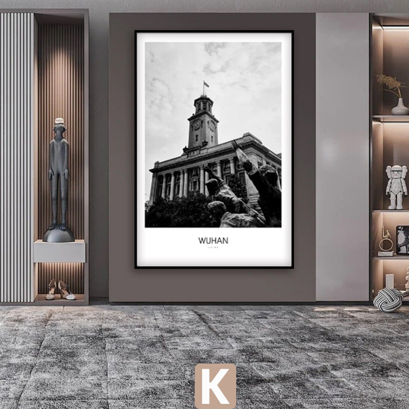 Framed Black and White London Cityscape Art Print