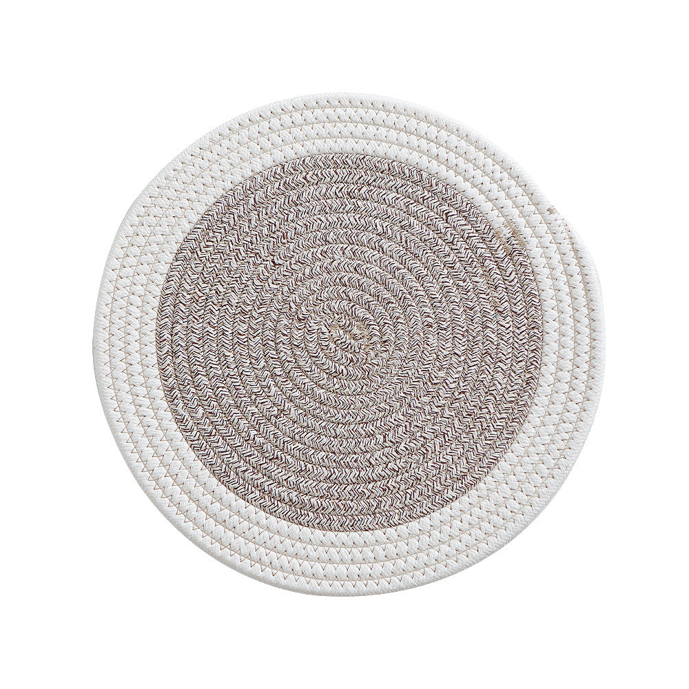 Round woven cotton braided rug for living and entrance area