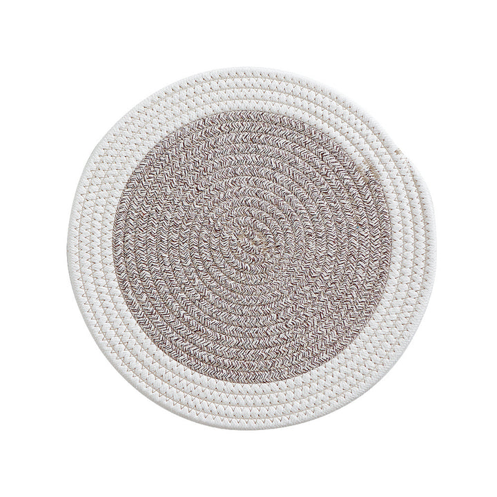 Round woven cotton braided rug for living and entrance area