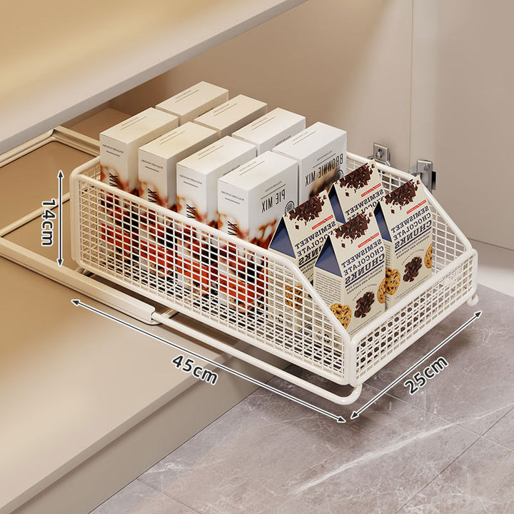 Slide-Out Mesh Pantry Drawer with Soft-Close Rails and Ventilated Sides