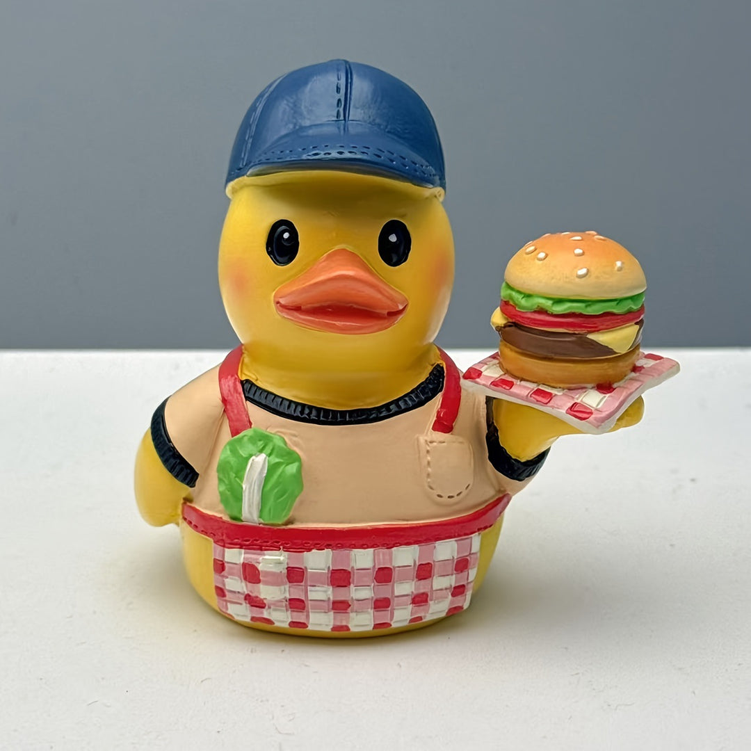 Funny rubber duck as grill master
