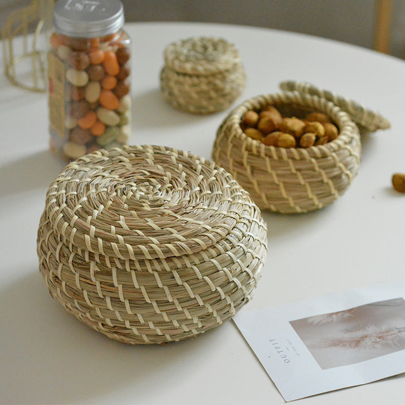 Handcrafted storage basket set made of natural rattan