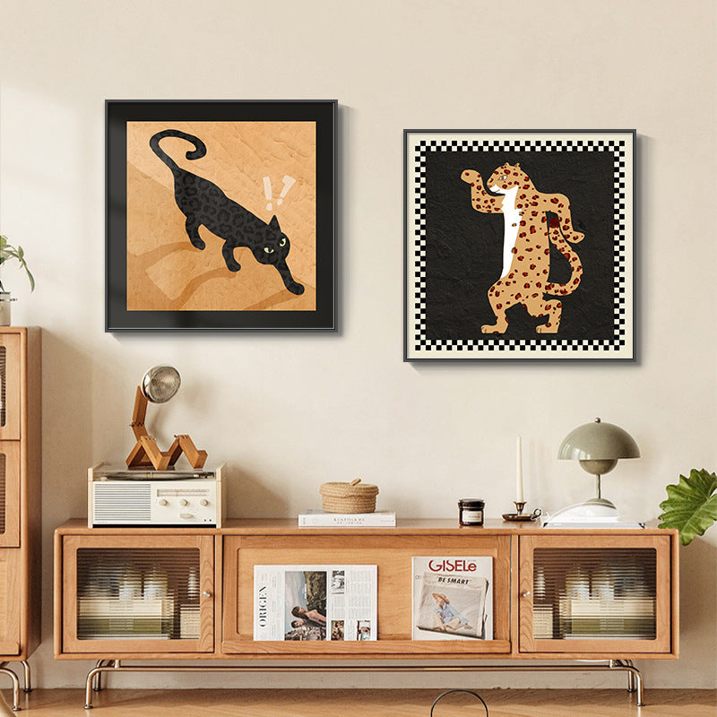 Decorative Cat-Themed Framed Artwork