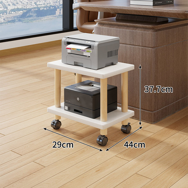 Compact Mobile Tiered Wooden Printer Stand with Swivel Casters