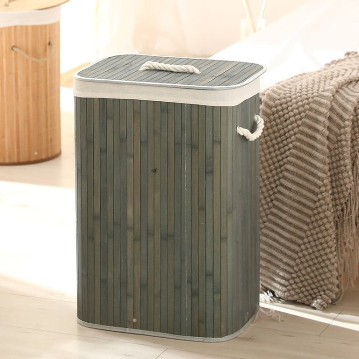 Elegant Laundry Basket Made of Bamboo with Practical Lid