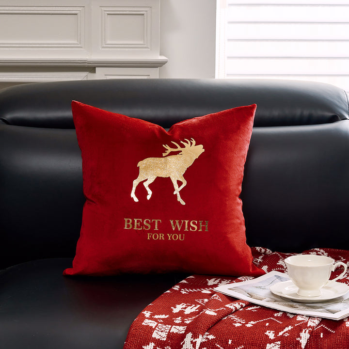 Decorative Holiday Throw Pillow with Deer Silhouette