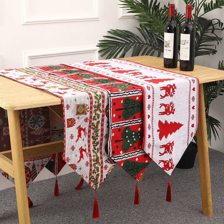 Christmas table runner with reindeer motif