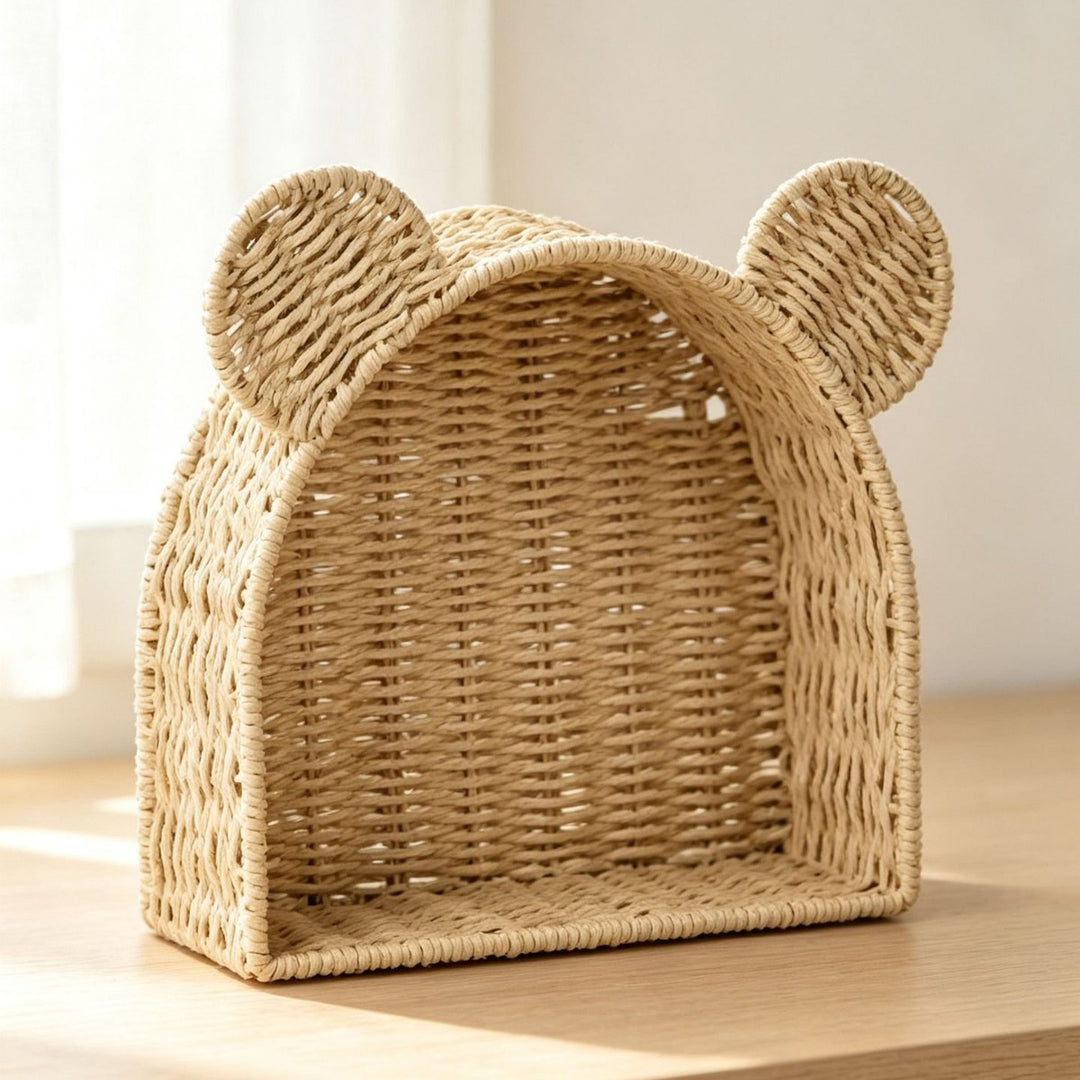 Playful storage basket with ears
