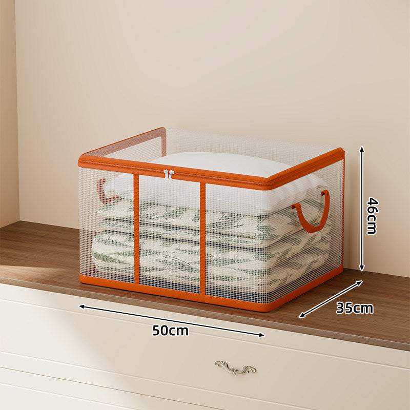 Breathable Mesh Zippered Foldable Storage Container with Reinforced Handles