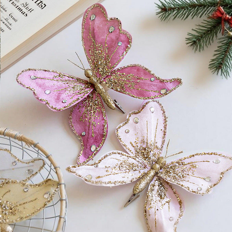 Elegant butterfly hair clips with glitter and rhinestones