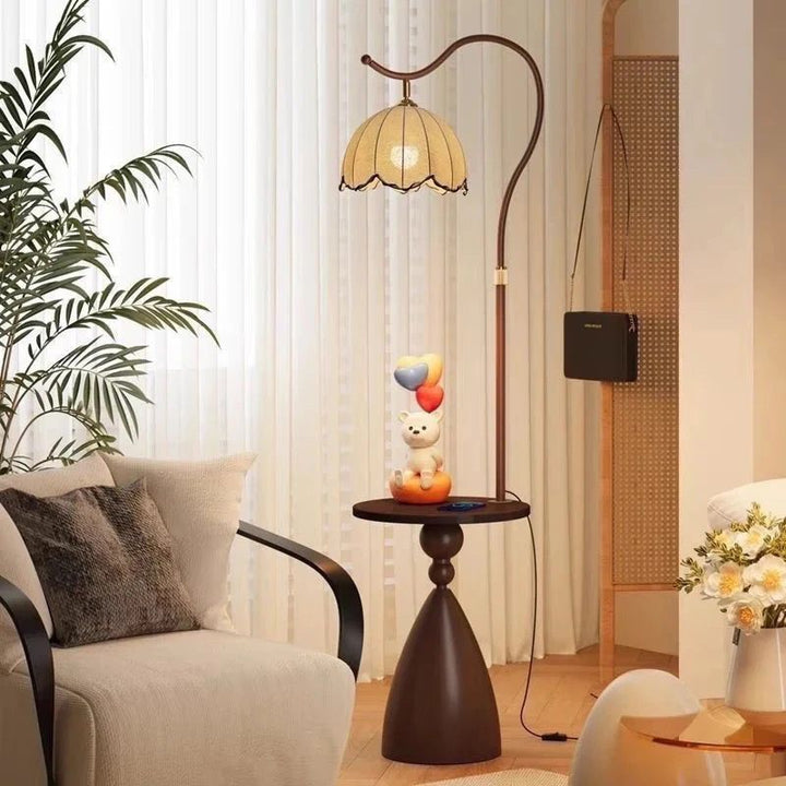 Modern floor lamp with integrated side table
