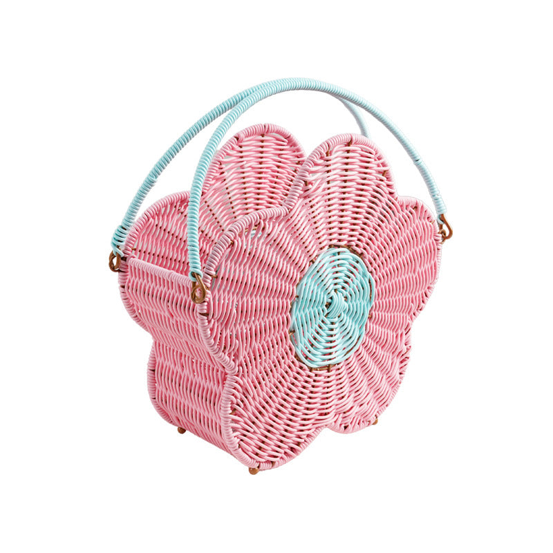 Flower-Shaped Decorative Woven Storage Basket