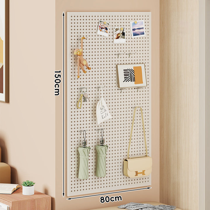 Wall-Mounted Perforated Pegboard Organizer Panel with Modular Hooks