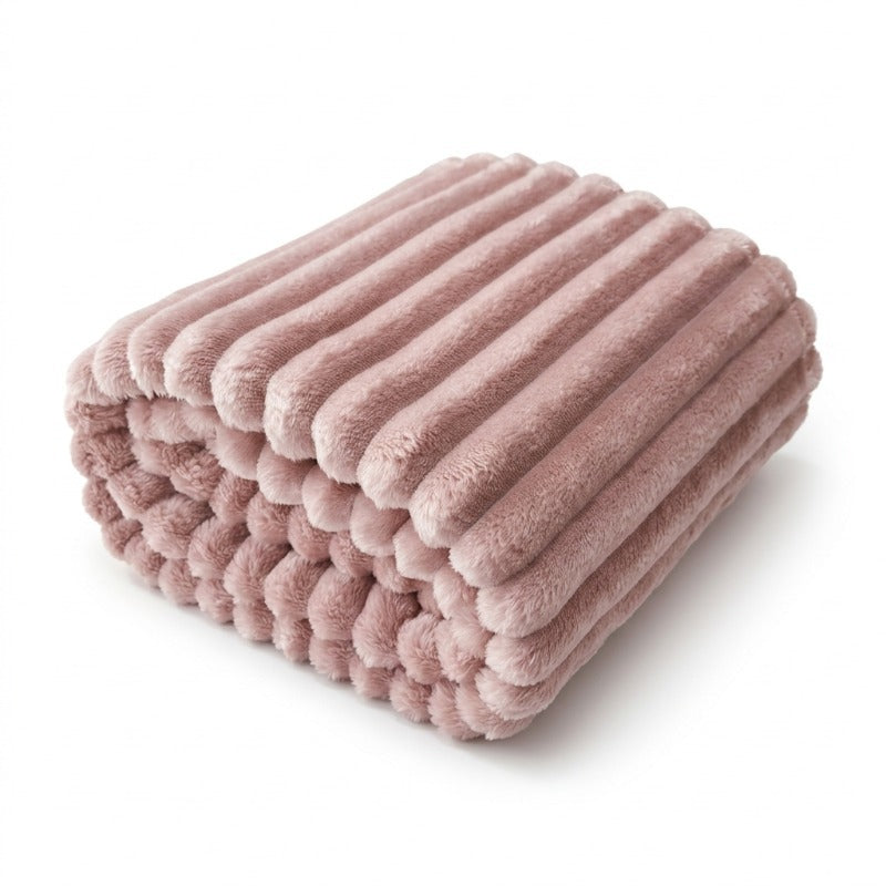 Luxurious Plush Ribbed Throw Blanket