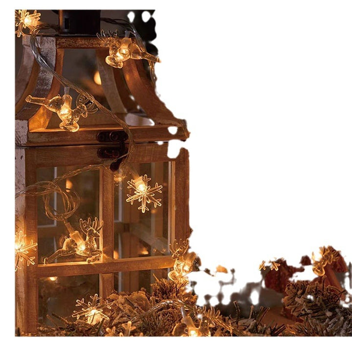 Christmas tree and snowflake LED lights string battery-operated acrylic ornament garland