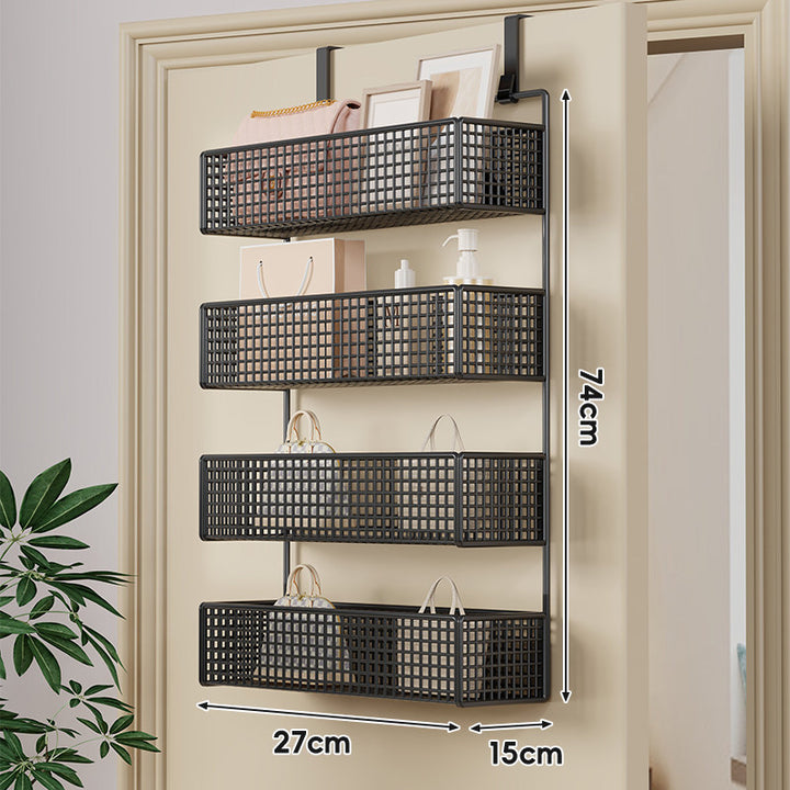 Over-Door Double-Tier Grid Hanging Storage Basket