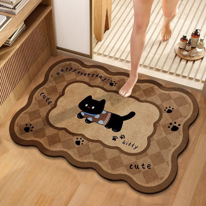 Cartoon Dog-Themed Bath Mat for Bathroom