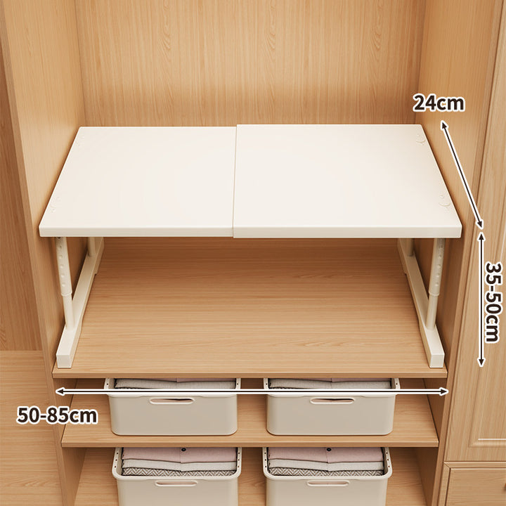 Expandable Folding Closet Shelf Platform with Telescopic Support