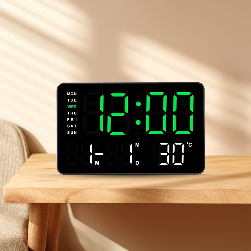 Digital function alarm clock with large LED display