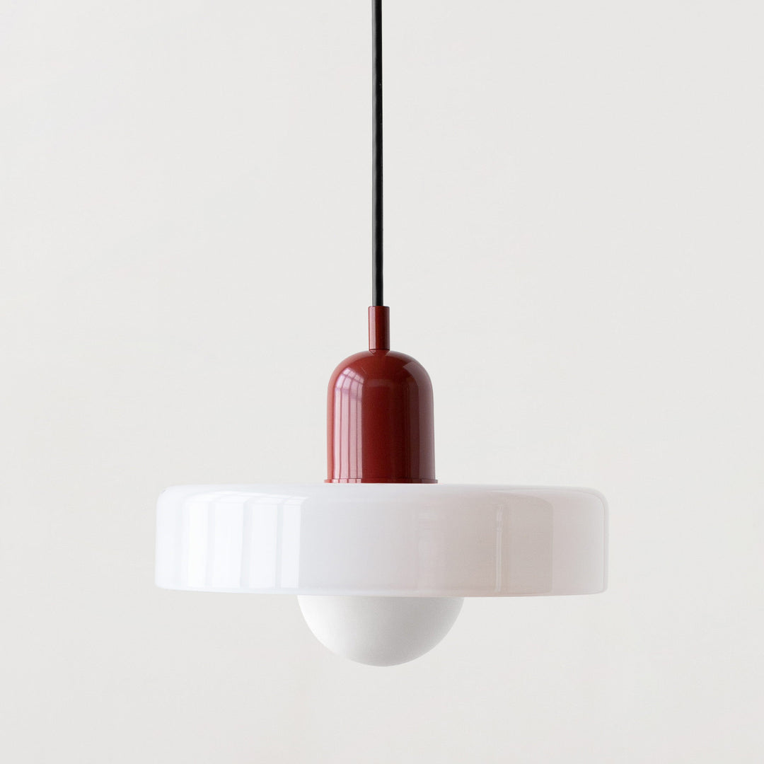 Minimalistic ceramic pendant lamp with layered bell shade