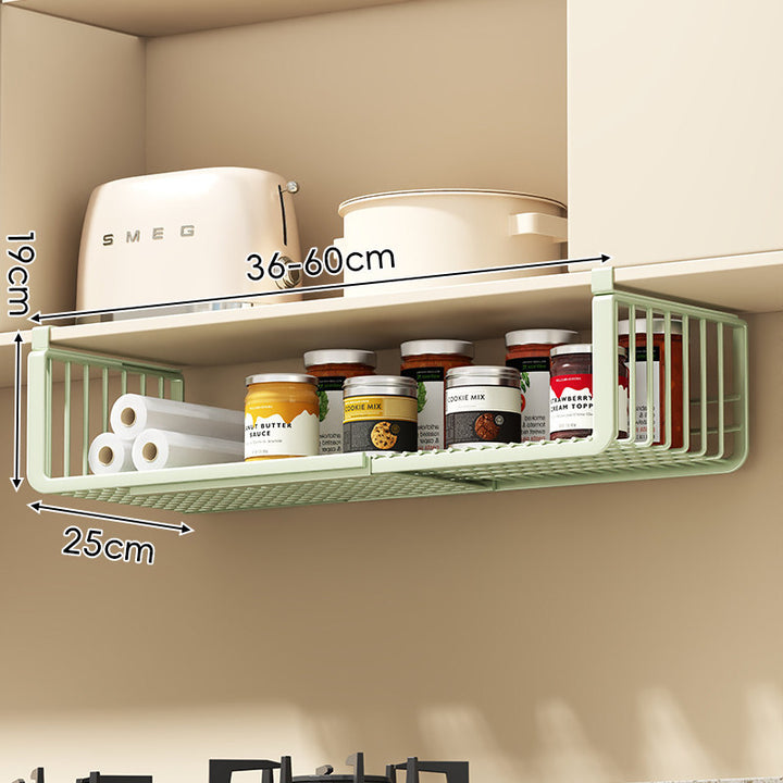 Under-Shelf Sliding Wire Storage Basket with Quick-Clip Mounts