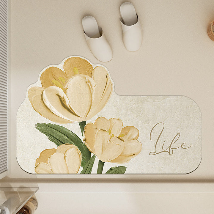 Floral-Themed Non-Slip Bath Mat