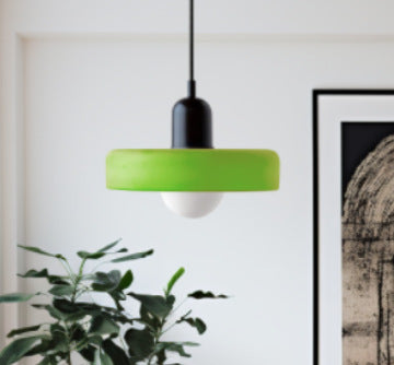 Minimalistic ceramic pendant lamp with layered bell shade