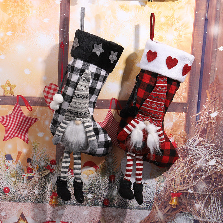 Cute Christmas stocking with gnome motif