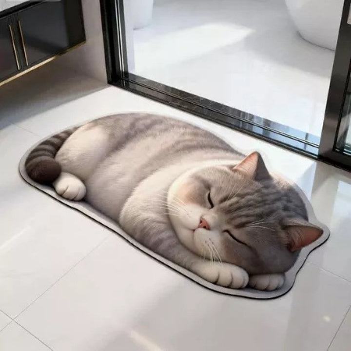 Cartoon Cat-Themed Plush Bath Mat for Home